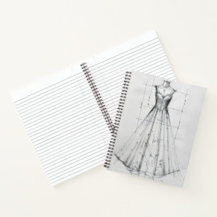 Dress Vintage Blueprint Notebook
