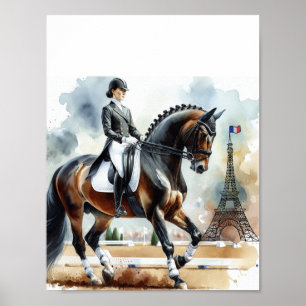 Dressage at the Eiffel Tower Poster