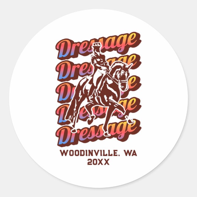 Dressage Event Or Location Date Name  Classic Round Sticker (Front)