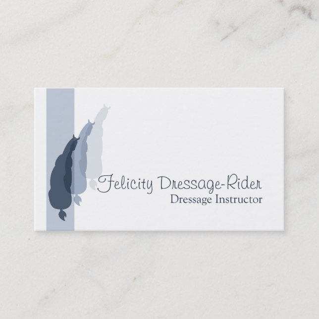 Dressage half pass in blue business card (Front)