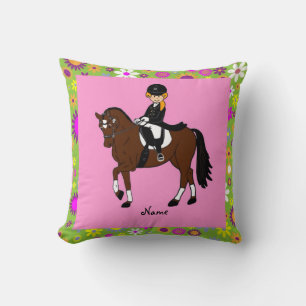 Dressage Horse and Rider caricature personalized Throw Pillow