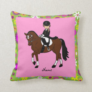 Dressage Horse and Rider caricature personalized Throw Pillow
