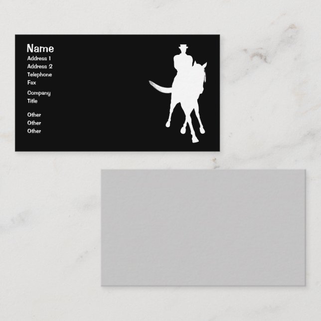 Dressage Horse And Rider Silhouette Black  Business Card (Front/Back)