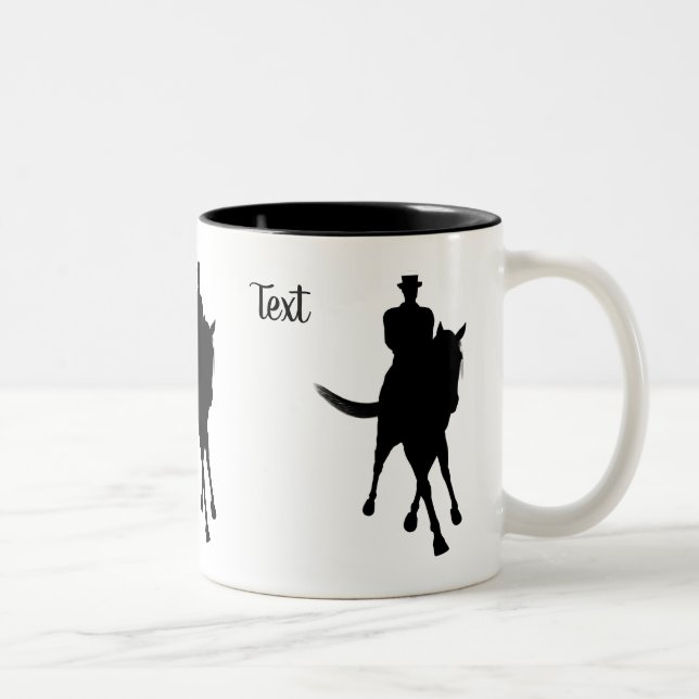 Dressage Horse And Rider Silhouette Personalized Two-Tone Coffee Mug (Right)