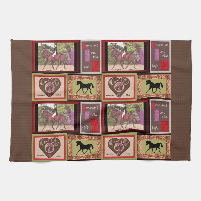 Dressage horse collage kitchen towel (Horizontal)
