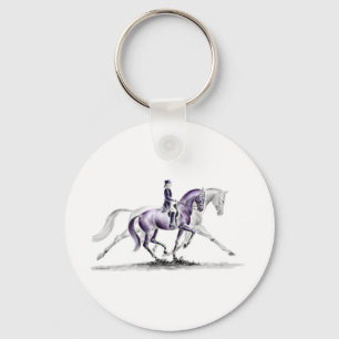 Dressage Horse in Trot Piaffe Keychain