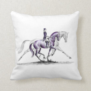 Dressage Horse in Trot Piaffe Throw Pillow