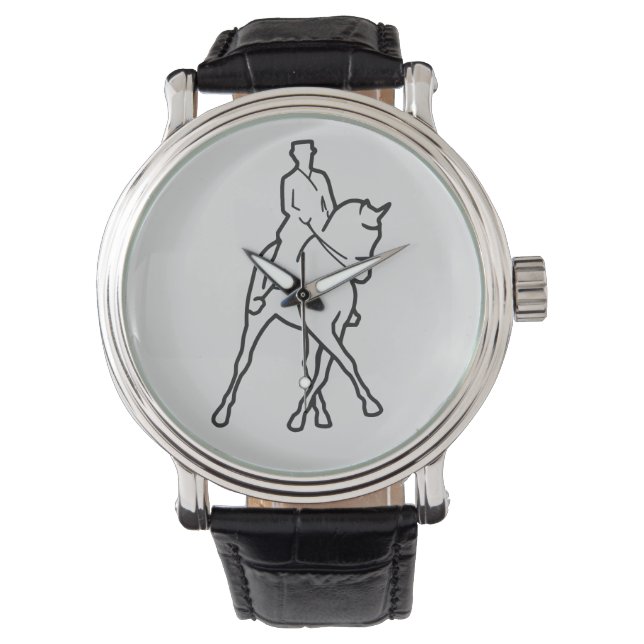 Dressage Horse & Rider - Half Pass Line Art Watch (Front)