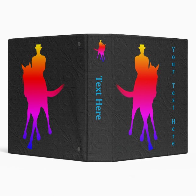 Dressage Horse Rider Rainbow Personalized  Binder (Background)
