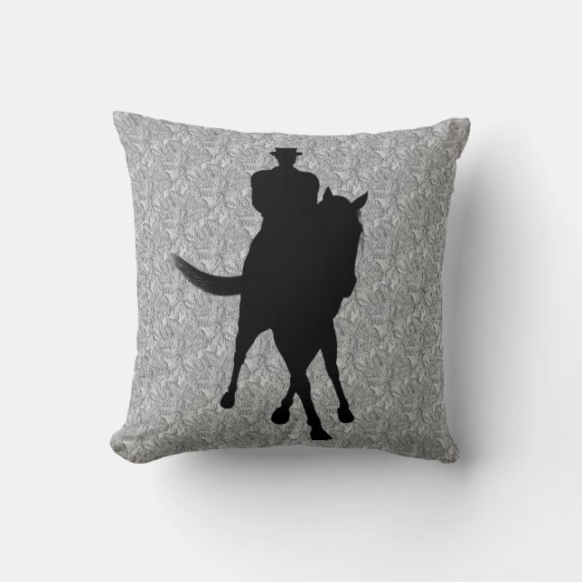 Dressage Horse Rider Silhouette Throw Pillow (Front)