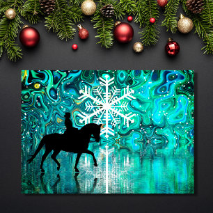 Dressage Horse Snowflake Reflections Christmas Holiday Card