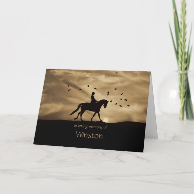 Dressage Horse Sympathy Card, Custom Name Card (Front)