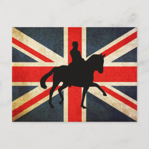 Dressage Horse with Union Jack Flag Post Card