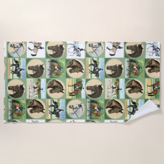 Dressage Horses Beach Towel for Horse Lovers