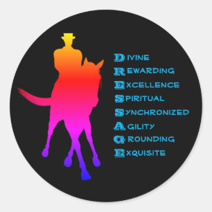Dressage Is Horse And Rider Rainbow Classic Round Sticker