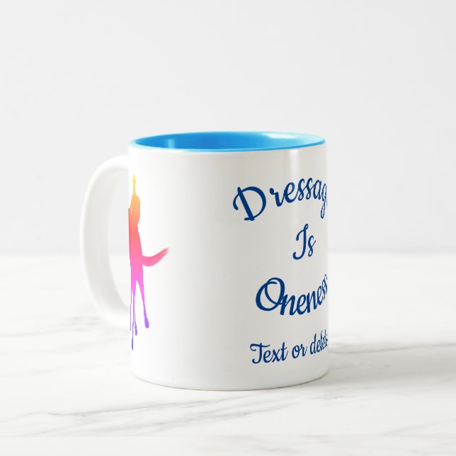 Dressage Is Oneness Colour Silhouette Personalized Two-Tone Coffee Mug (Front Left)