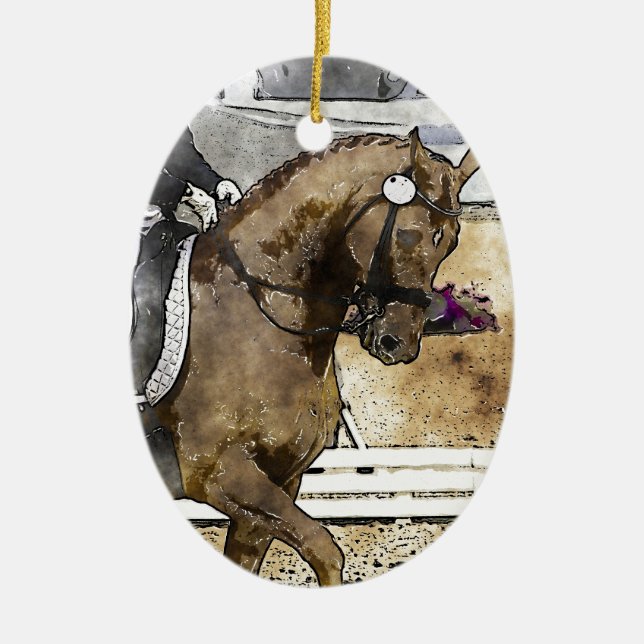 Dressage Rider Ceramic Ornament (Front)