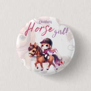 Dressage Rider Horse Girl Birthday Party 1 Inch Round Button