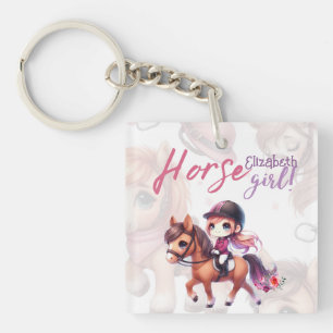 Dressage Rider Horse Girl Birthday Party Keychain