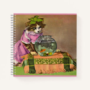 dressed cat and fish bowl notebook
