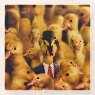 Dressed For Success Duck Glass Coaster