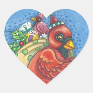 DRESSED IN RED SANTA, CHRISTMAS CARDINAL STICKERS