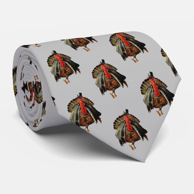 DRESSED THANKSGIVING TURKEY NECK TIE (Rolled)