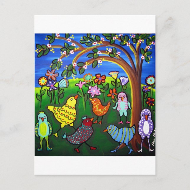 Dressed up Chicks n Peeps Fun Whimsical Postcard (Front)