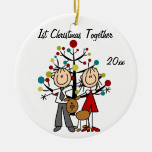 Dressed Up Couple With Dog Personalized Ornament
