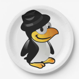 DRESSED UP PENGUIN PAPER PLATE