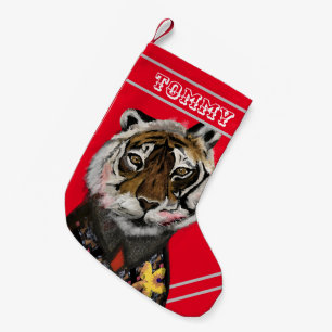 Dressed Up Tiger Christmas Stocking