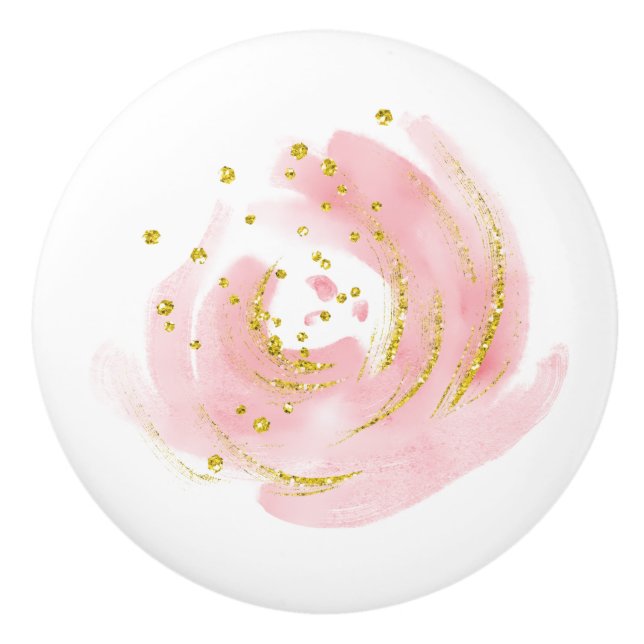 Dresser Drawer Pull Pink Rose Bud (Front)