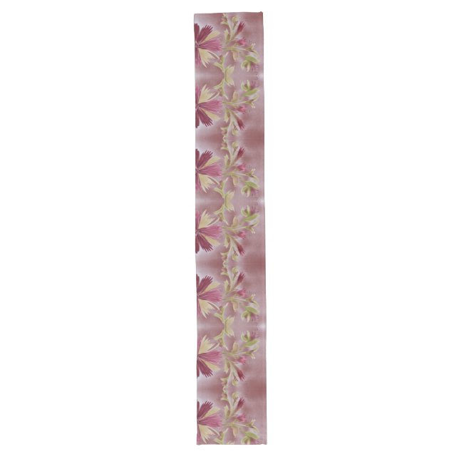 Dresser Scarf In Burgundy Floral With Olive Green Long Table Runner (Front)