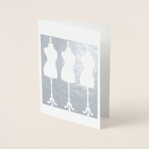 Dressform Mannequin Fashion Seamstress Sewing Foil Card