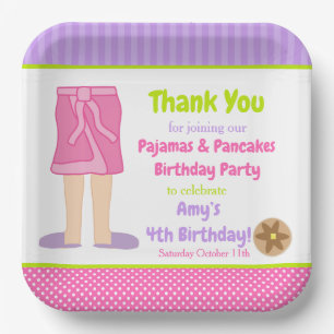 Dressing Gown Pyjamas and Pancakes Party Paper Plate