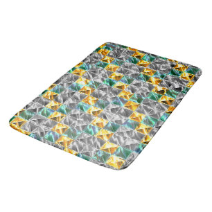  Dressy mint, golden and silver tiles or stained   Bath Mat