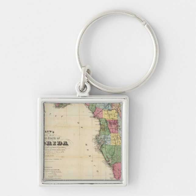 Drew's New Map Of The State Of Florida Keychain (Front)