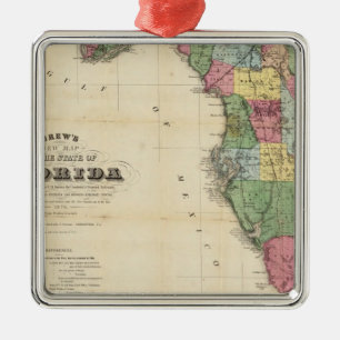 Drew's New Map Of The State Of Florida Metal Ornament
