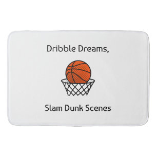 Dribble Dreams, Slam Dunk Scenes Basketball Bath Mat