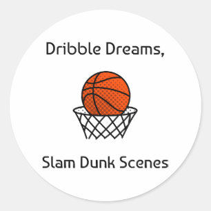 Dribble Dreams, Slam Dunk Scenes Basketball Classic Round Sticker