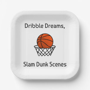 Dribble Dreams, Slam Dunk Scenes Basketball Paper Plate