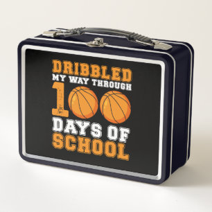 Dribbled My Way Through 100 Days School Basketball Metal Lunch Box