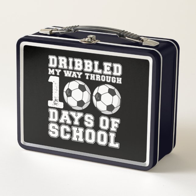 Dribbled My Way Through 100 Days School Soccer Metal Lunch Box (Front)