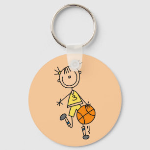 Dribbling Girl Basketball Tshirts and Gifts Keychain