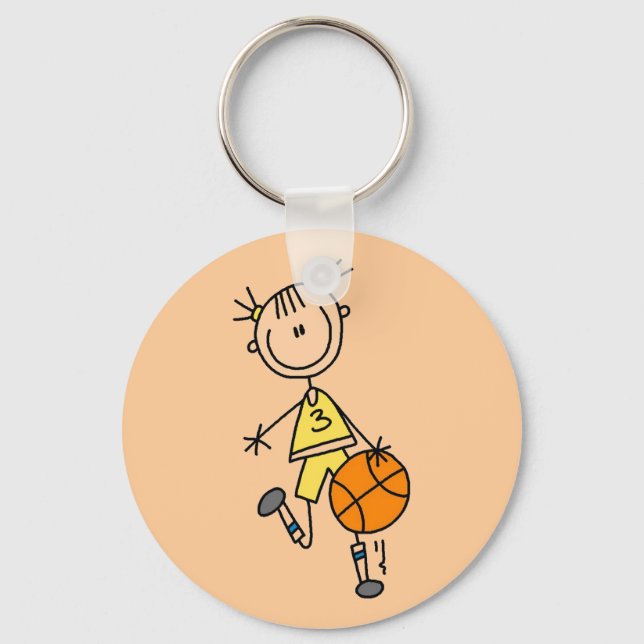 Dribbling Girl Basketball Tshirts and Gifts Keychain (Front)