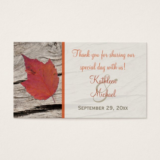 Dried Autumn Leaf Wedding Favour Tag (Front)