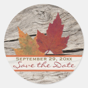 Dried Autumn Leaves 1.5" Save the Date Sticker