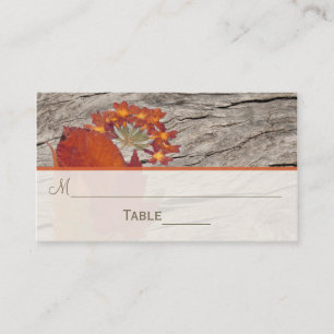 Dried Autumn Leaves and Flowers Place Cards