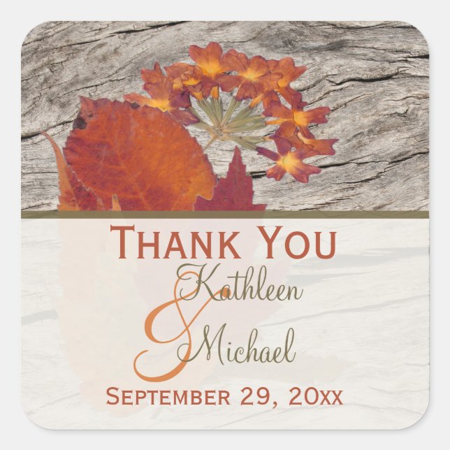 Dried Autumn Leaves, Flowers 1.5" Wedding Sticker (Front)