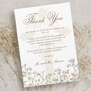 Dried Baby's Breath Religious Wedding Thank You Card